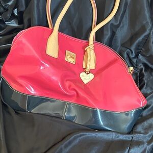 Dooney & Bourke pink and navy Tote Bag with Classic Design
